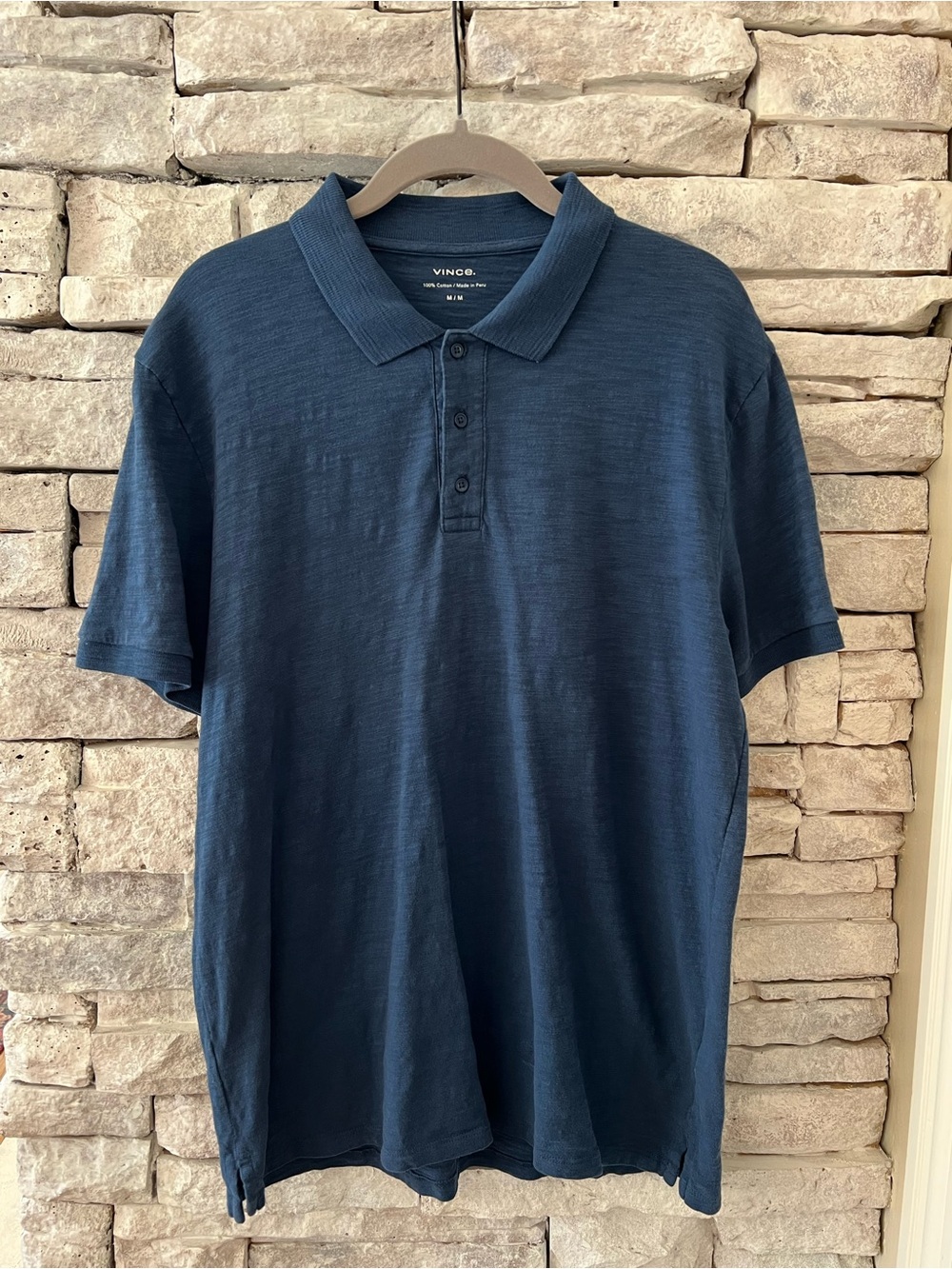 Vince Men's Dark Navy Blue Polo 100% Cotton Size Medium